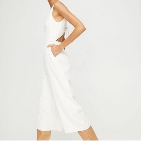 Aritzia Wilfred Écoulement Jumpsuit White Birch Square Neck Wide Leg Size 0 - Picture 5 of 7